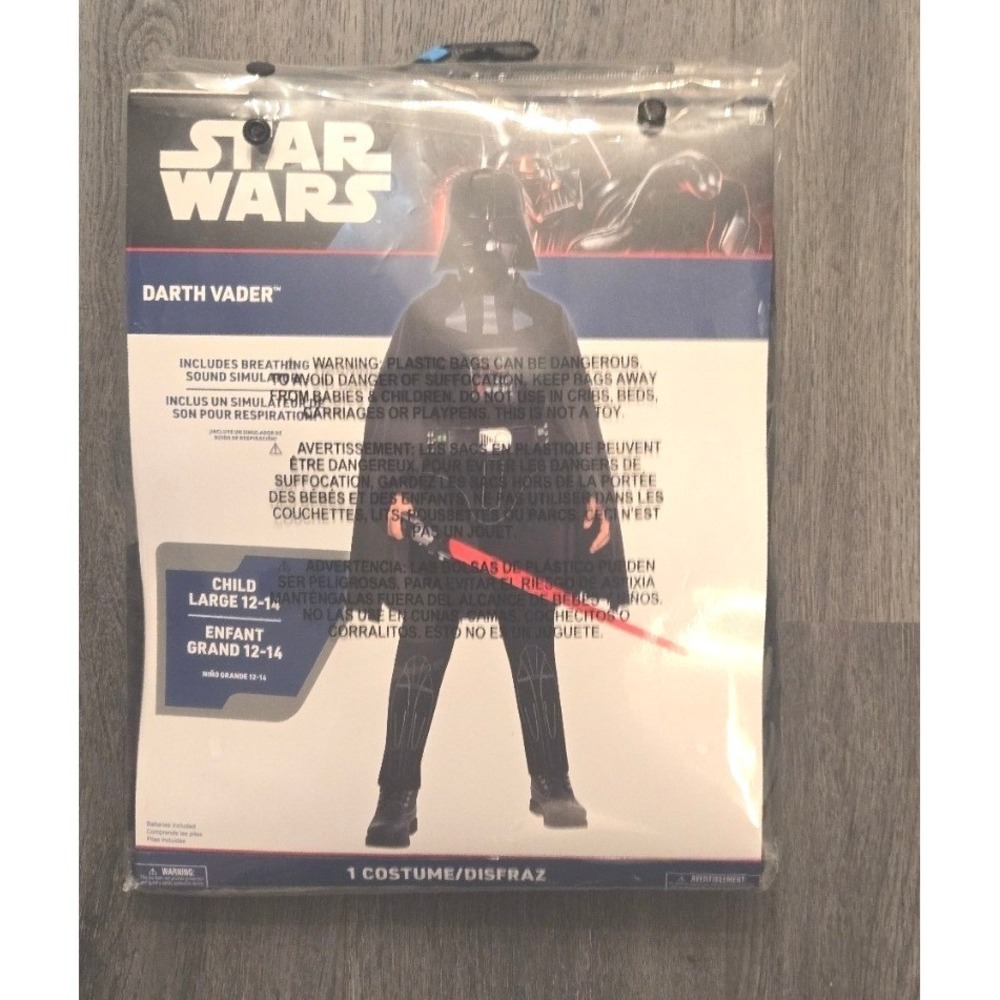 Star Wars Darth Vader Child Costume Size Large 12-14 w/ Breathing Simulator NEW